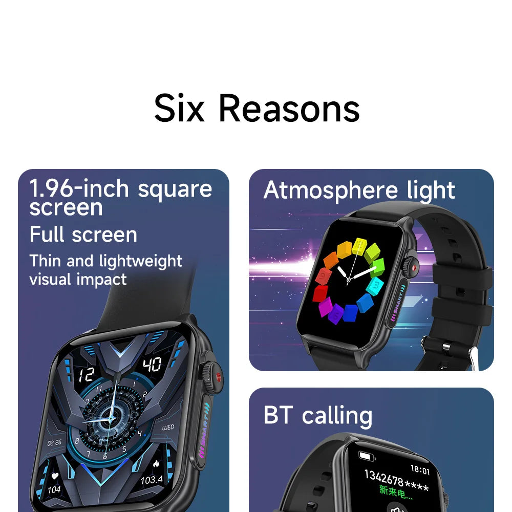 Flashlight Smartwatch Mens And Ladies 2.01” HD 240*296 Color LED Light BT Call Heart Rate Step Count Custom Photo Sports Watches