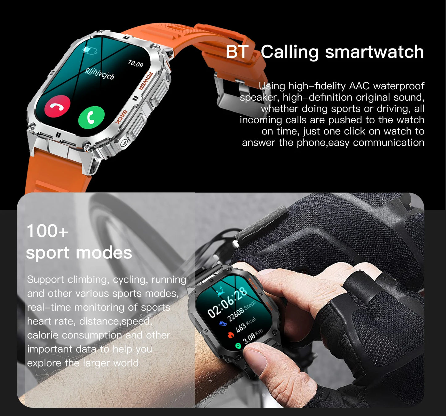 New 1.96-inch AMOLED screen high-definition Bluetooth call for men 2024 smartwatch fitness smartwatch suitable for Android IOS