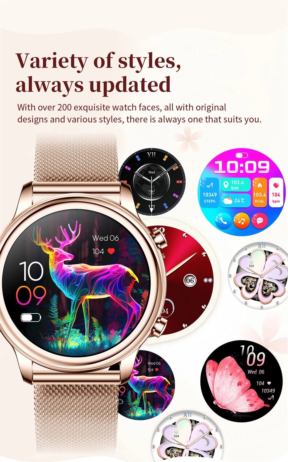 2024 New For Xiaomi 1.27 inch Women Smart Watch Heart Rate Health Custom Dial Ladies Fashion Bracelet Bluetooth Call SmartWatch