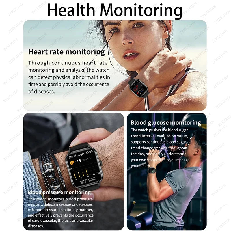 2024 New Smart Watch For Women Men Gift 1.83" Screen Full Touch Sport Fitness Watches Bluetooth Call Blood Sugar Smartwatch+Box