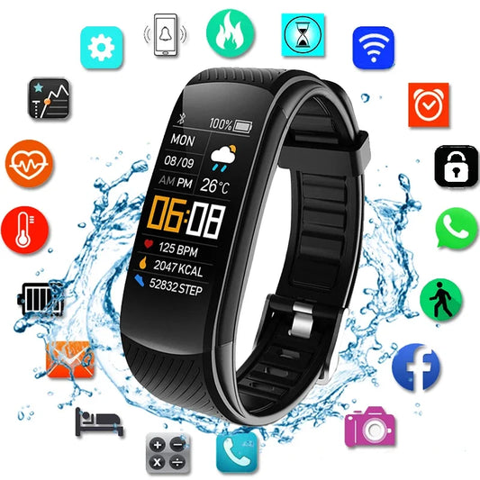 Original Fitness Smart Watch Heart Rate Monitor Weather Clock Band Sport Waterproof Smartwatch for Men Women iPhone Android 2023