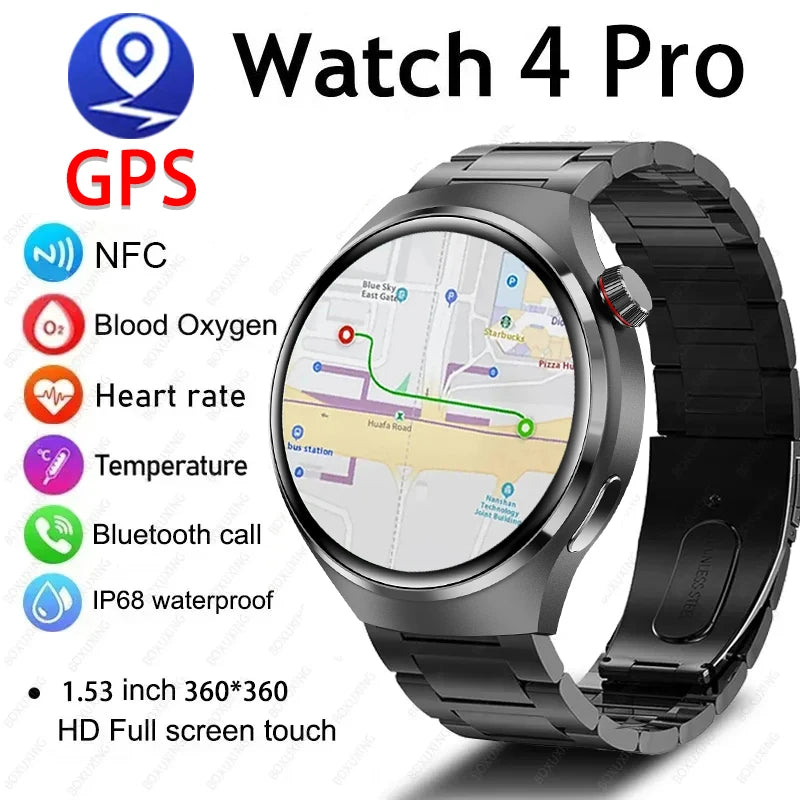 For Huawei New Smart Watch Men Watch 4 Pro AMOLED HD Screen Bluetooth Call NFC Health Monitoring Smartwatch 2024 New Watch