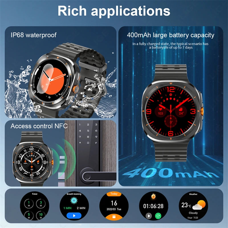 LIGE New AMOLED Display Smart Watch Men 2024 NFC Compass Bluetooth Call Outdoor Sport Watch Digital Smartwatch For Xiaomi Huawei