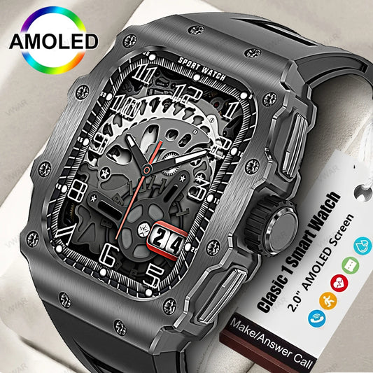 2024 NEW Business Smart Watch Men AMOLED AOD Bluetooth Call Smartwatch IP68 Waterproof Blood Oxygen for Huawei iPhone Xiaomi