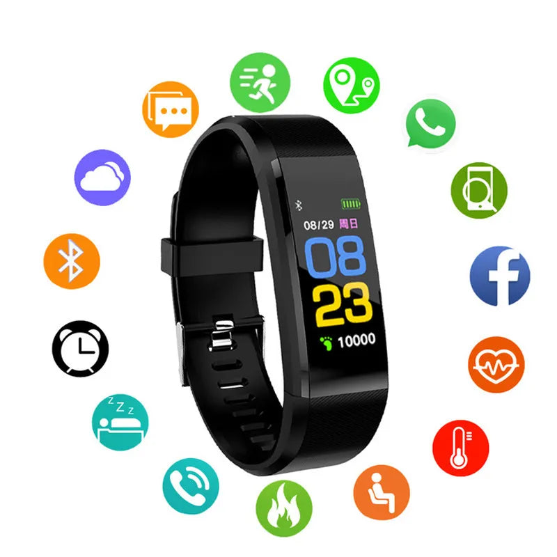 ID115 PLUS Smart Sports Bracelet Bluetooth Wristband Heart Rate Monitor Fitness Tracker Band Watch For IOS Android Phones