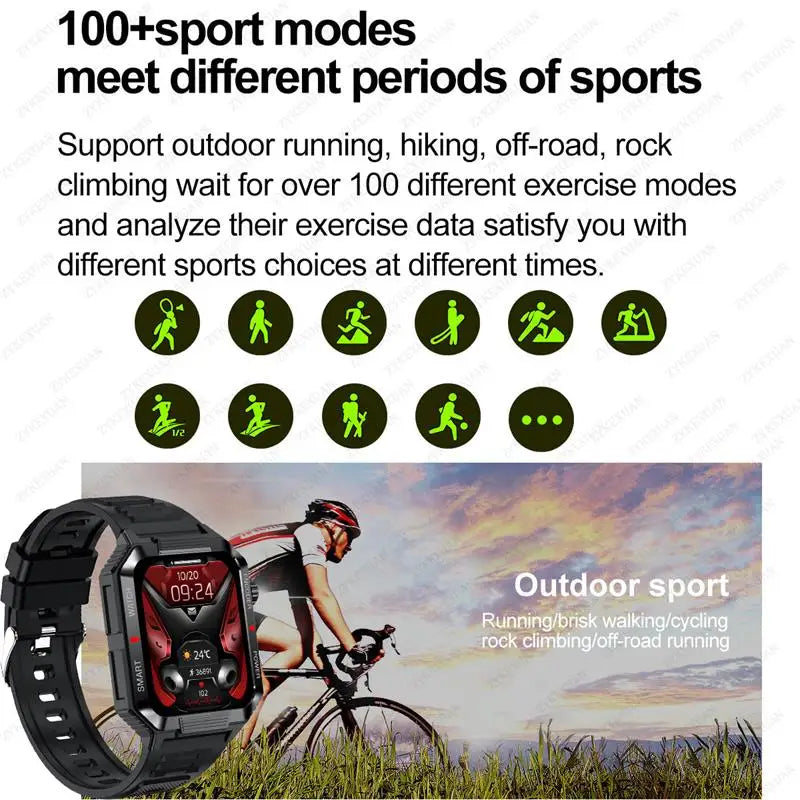 2024 New Rugged Military NFC Smart Watch Men AMOLED HD Screen Heart Rate Bluetooth Call Waterproof Outdoor SmartWatch For Xiaomi