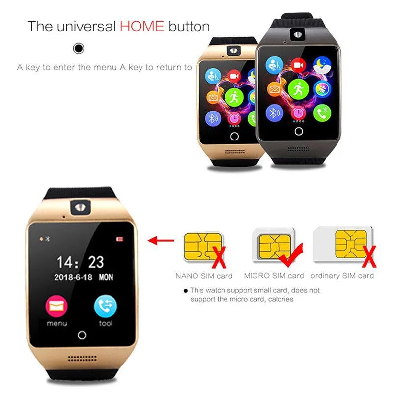 Q18 Call Phone Smart Watch With Sim Card Cammera Man Women Fitness Wristband Sport Waterproof Smartwatch 2024 Message Remider