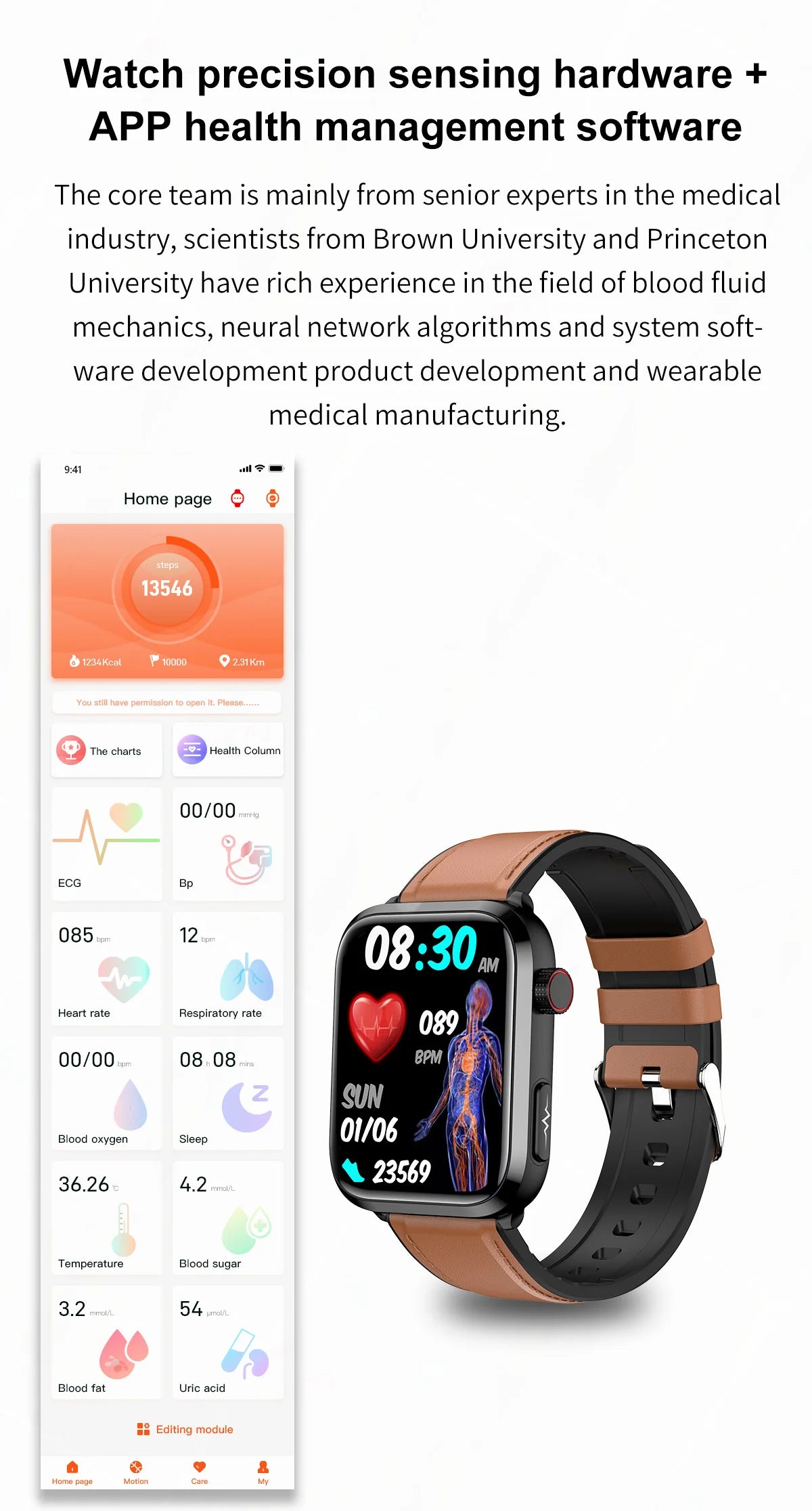 2024 New Smart Watch Men Blood Sugar Uric Acid Watches Fitness Tracker Clock Heart Rate Health Bluetooth Call Smartwatch ECG PPG