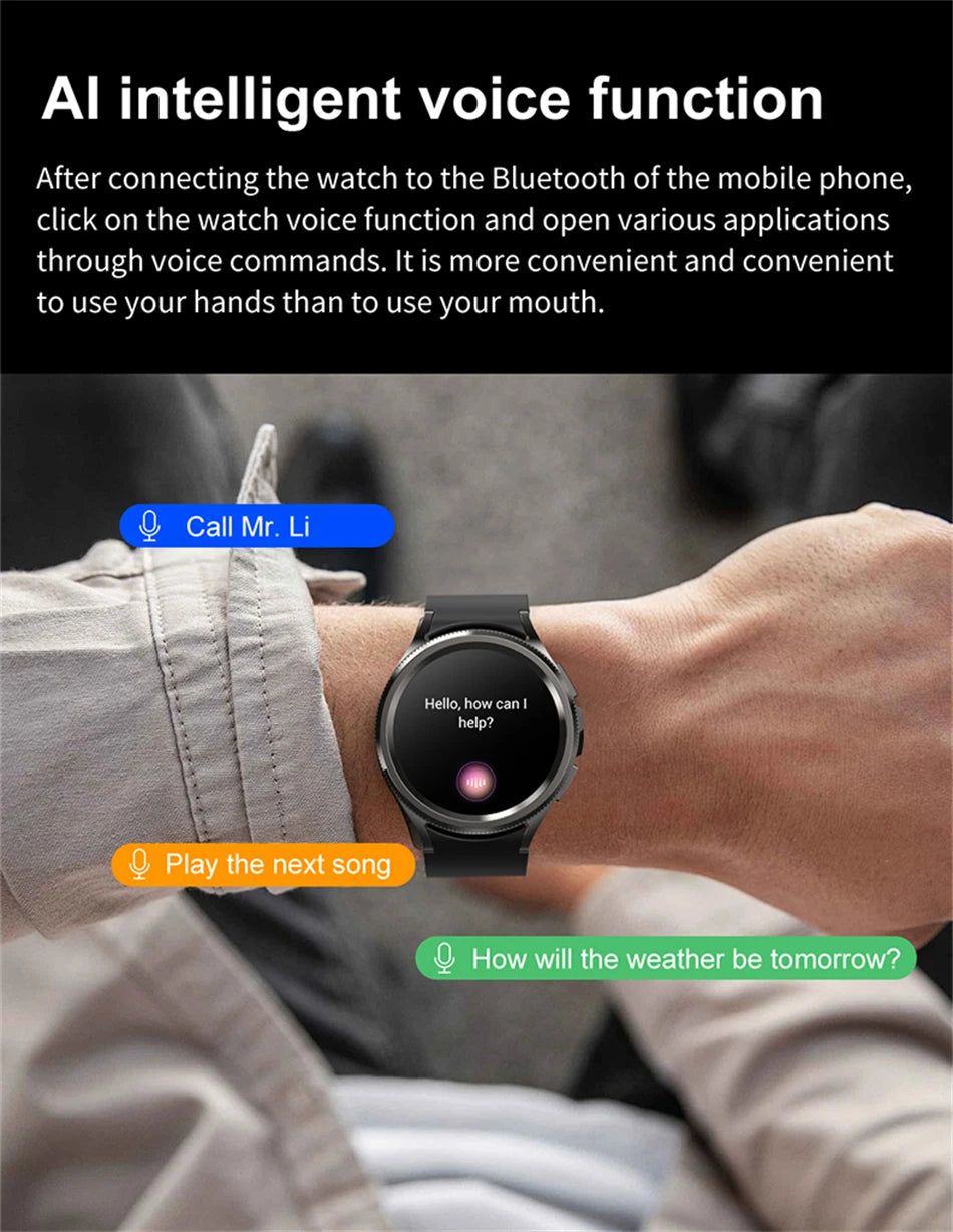 1.46 Inch Large Screen Smartwatch Men Voice Assistant Waterproof Sports Fitness Tracker Bluetooth Call Smart Watch Men 2024 New