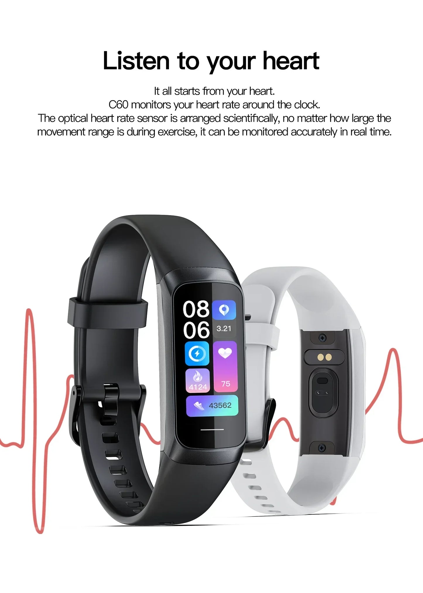 Xiaomi Amoled Smart Watch Men 2024 Smart Band Women Heart Rate Blood Smartwartch Waterproof Smart Bracelet Sport Fitness Tracker