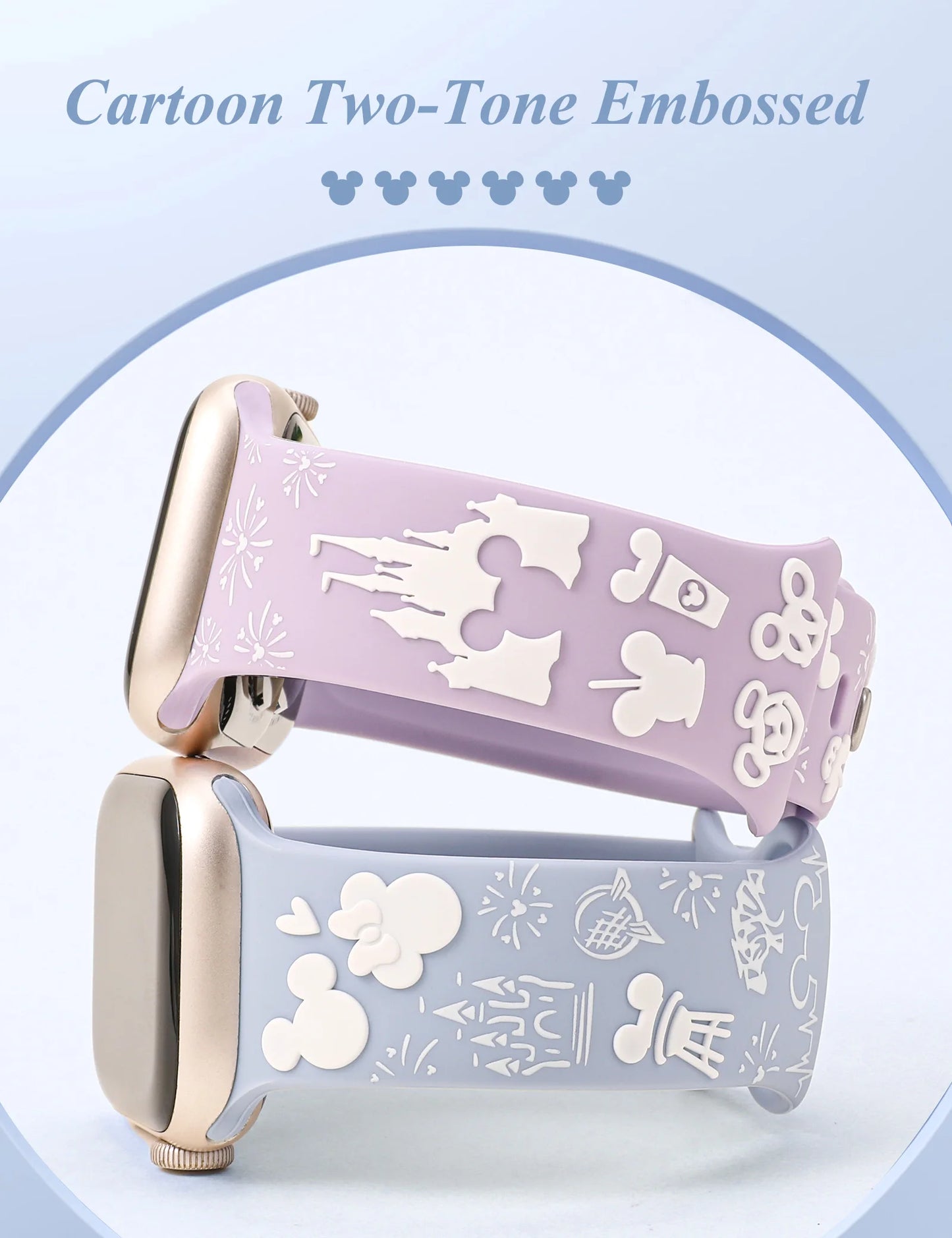 Wearlizer 3D Cartoon Band for Apple Watch Band 41/40/38/49/45/44/42mm Cute Two-Tone Silicone Strap for iWatch SE 9 8 7 6 5 Ultra