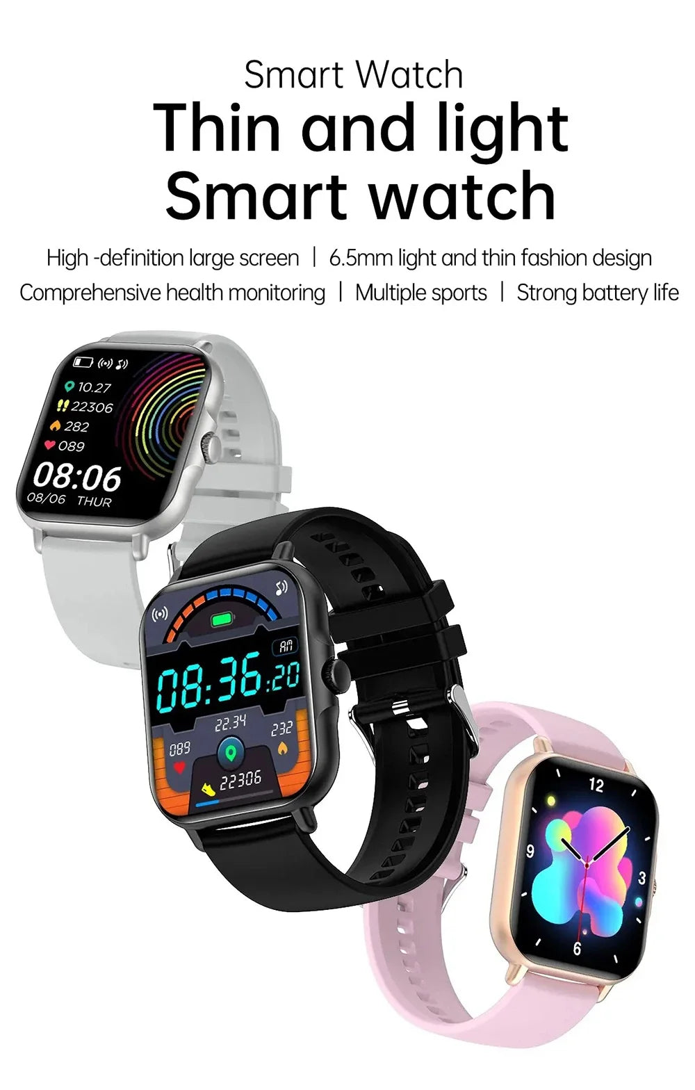 Smart Watch 2024 Android Men Women Bluetooth smarthwhatch 1.83inch Display Rotate Button Sports reloj inteligente Smartwatch