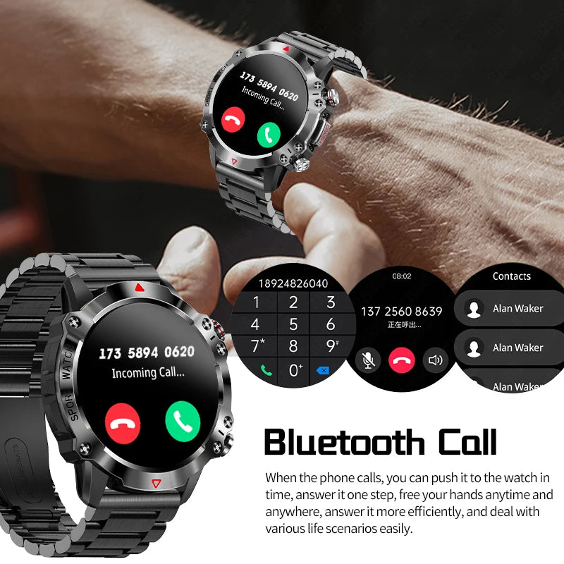 2024  AMOLED HD Screen Watch Bluetooth Call Smartwatch Waterproof Outdoor Sports Tracker 450 mA Battery fashion Men Smart Watch