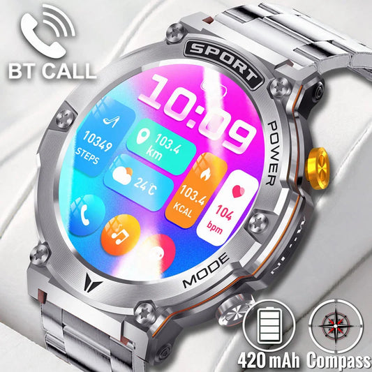 2024 New Outdoor Smartwatch Men Sport Waterproof Watches 1.43'' Amoled Blood Pressure Compass Smart Watch for Android Xiaomi Ios