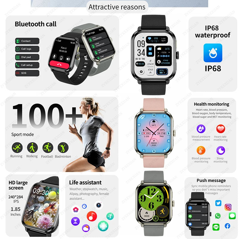 2024 For New Smart Watch High Refresh AMOLED Screen Always Show Time Bluetooth Call NFC GPS Men Smartwatch For Huawei Android