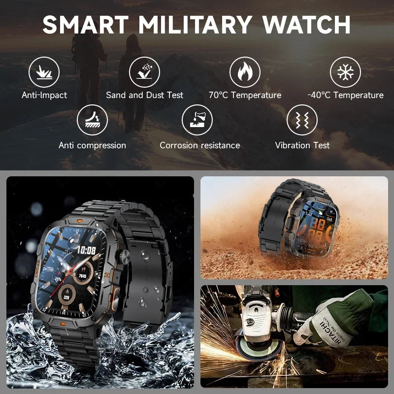 2024 New Full Touch Smart Watch Men For Android Xiaomi Blood Pressure Oxygen Fitness Watch Waterproof LED Flashlight SmartWatch