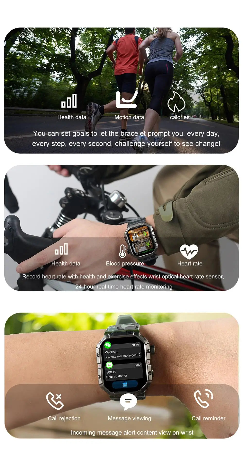 New Outdoors Sports Men 2.02" Blue Tooth Call Smart Watch Heart Rate IP68 Waterproof Watches Compass Music 2024 Games Smartwatch