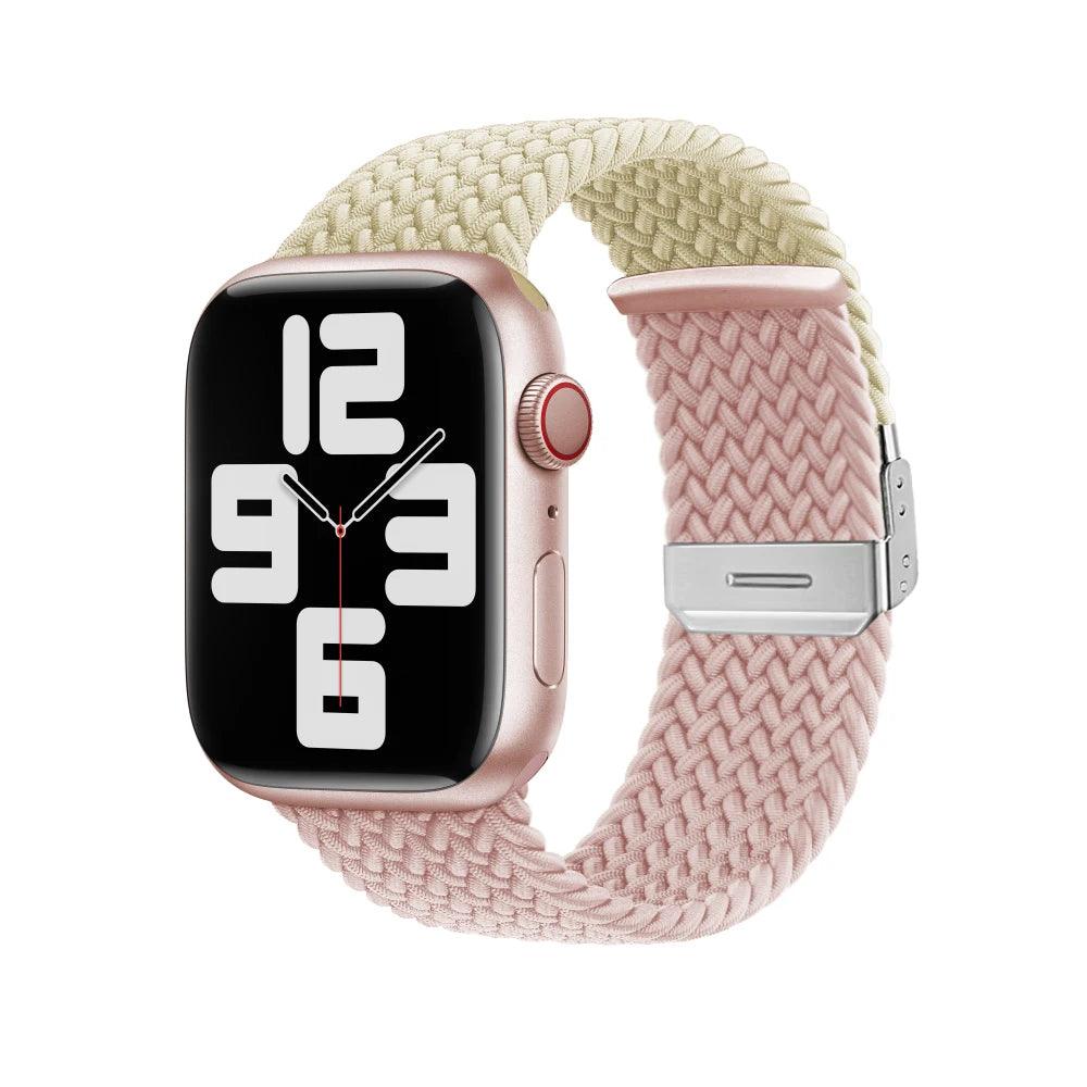 Nylon Stretch Band for Apple Watch Strap 38mm 40mm 41mm 42mm 44mm 45mm 49mm Colorblock Woven bracelet iWatch series 9 8 7 SE 6 5