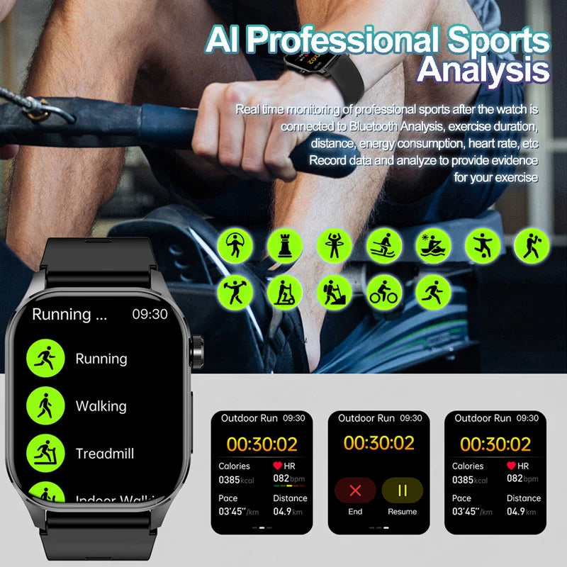 2024 New Ecg Smart Watch Men AMOLED Watches Heart Rate Blood sugar Lipids Uric Acid Women Health Tracker Call SmartWatch Ledies