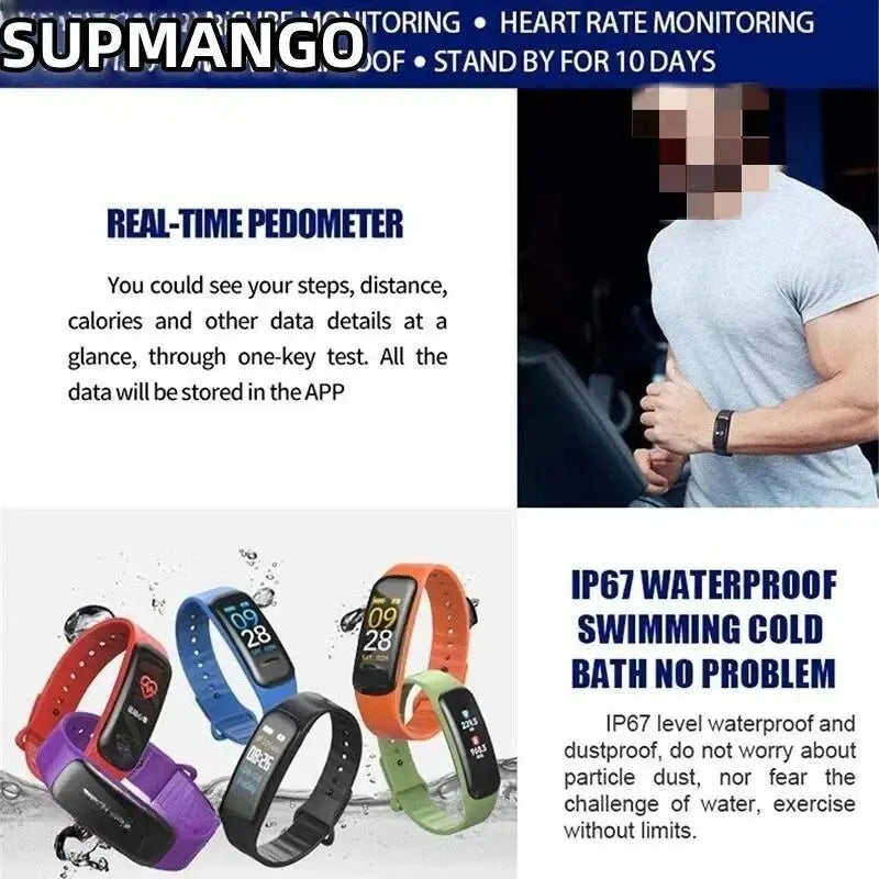 C1 P Smart Watch Men Women Bluetooth Step Counting Sports Bracelet Fitness Tracker Heart Rate Blood Pressure Sleep