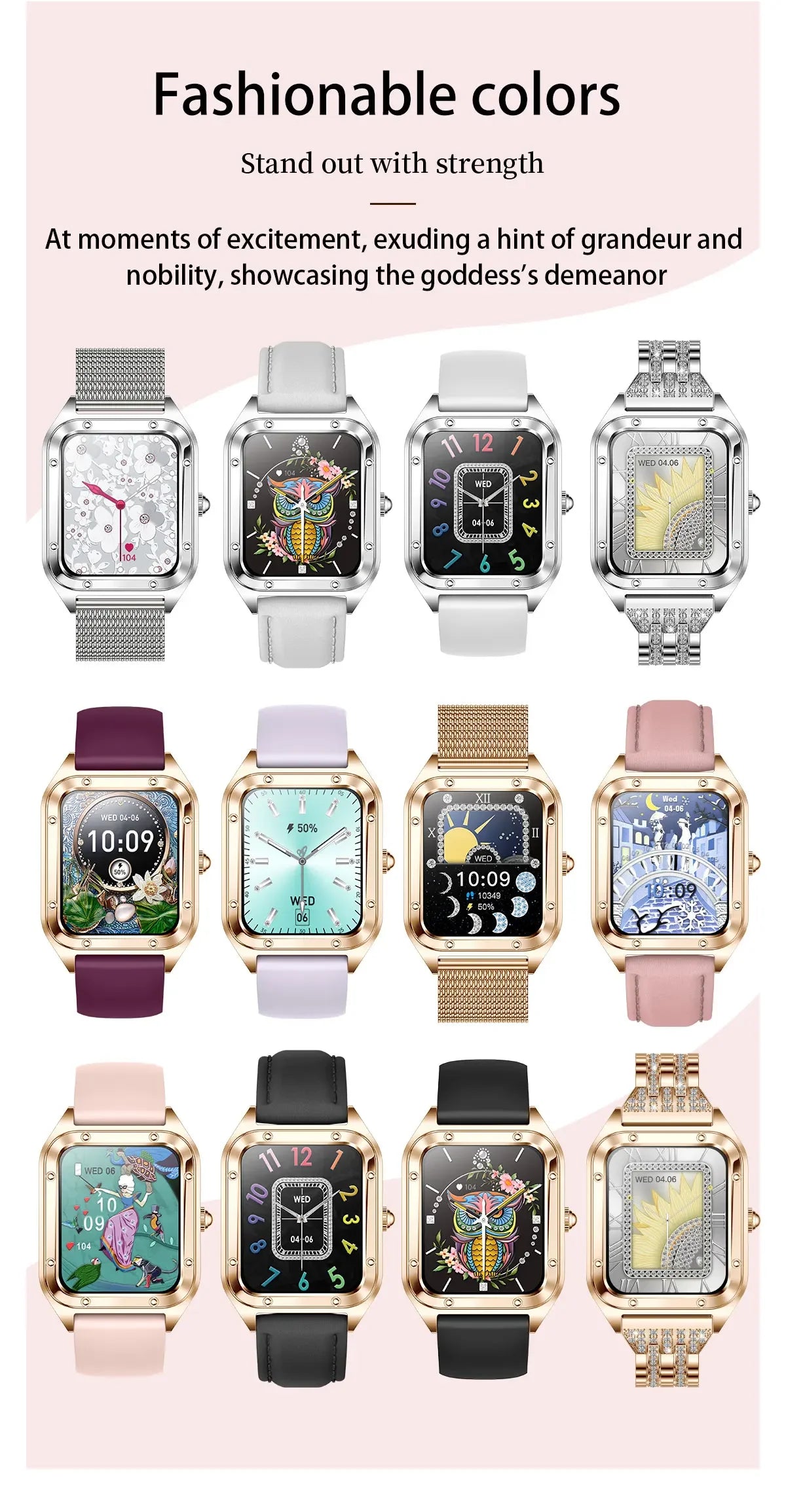 2024 New Lady Fashion Smart Watch Women AMOLED HD Screen GPS Heart Rate Bluetooth Call Waterproof Outdoor SmartWatch For Xiaomi