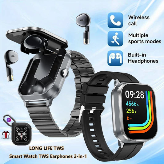 Smart Watch D8 Sports Watch 2 in 1 Bluetooth Headphones Calling Watch Men Health Monitoring Women Wristwatch With Earphones 2024