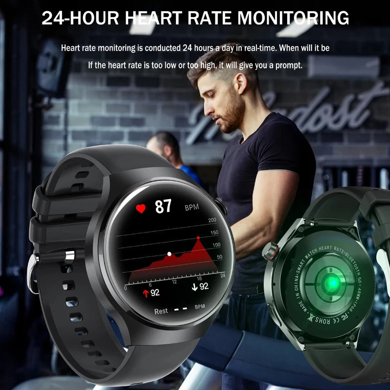 2024 Smart Watch Men Watch 4 Pro AMOLED 1.46 inch HD Screen Bluetooth Call Health Monitoring Smartwatch Sports Magnetic charging