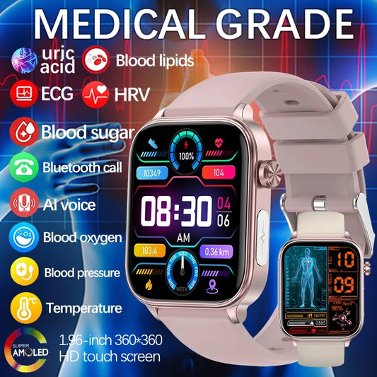 2024 New Medical Grade Smart Watch Women Blood Glucose Lipid and Uric Acid AI Diagnostic Detector Women Menstrual Health Tracker