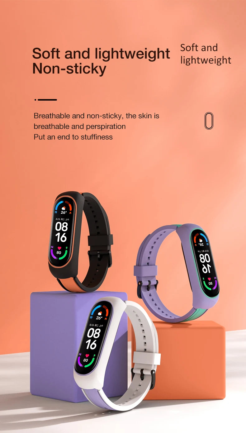 For Xiaomi Mi Band 6 5 4 3 Liquid Silicone Strap For MIBand 6 4 Wristband Bracelet For Xiaomi MI Band 5 Wrist Strap Replacement