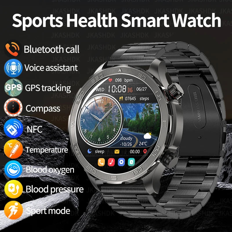 2024 New Bluetooth Call GPS Track Smart Watch Men 360*360 HD Screen Heart rate  NFC IP68Waterproof Clock Blood Oxygen Smartwatch