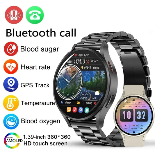 2024 New Men's SmartWatch AMOLED GPS Sport Tracker Smart Watch Men Blood Sugar Bluetooth Call NFC Waterproof Smartwatches Women