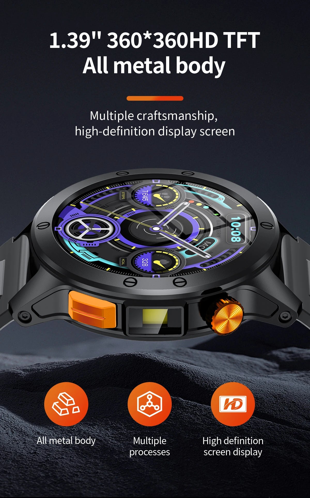 2024 New Smart Watch AMOLED Smart Watch Men with Flashlight Sports Waterproof Fitness Tracker Bluetooth Call Smartwatch Man+Box