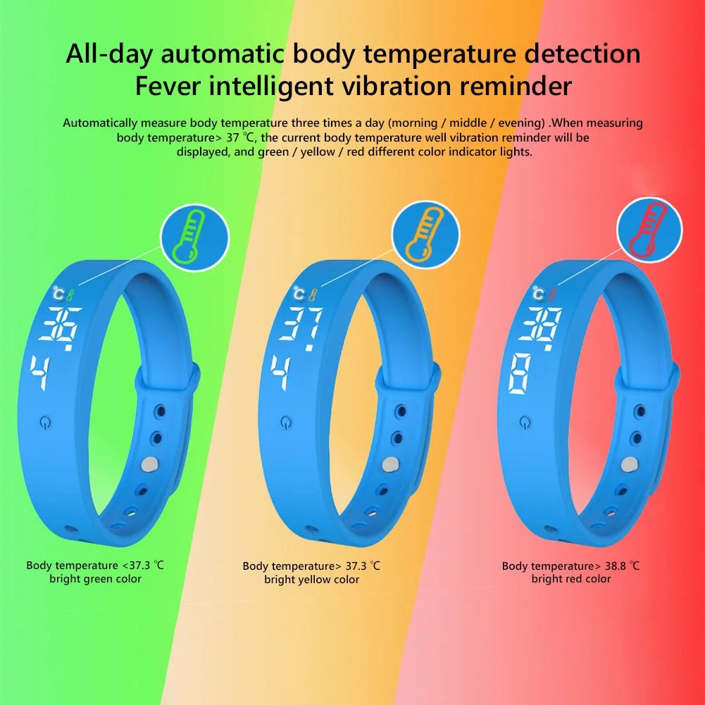 V9 LED Digital Smart Bracelet Clock Body Temperature Monitor Smart Band Wrist Watch Vibration Alarm Sports Wristband Smartband