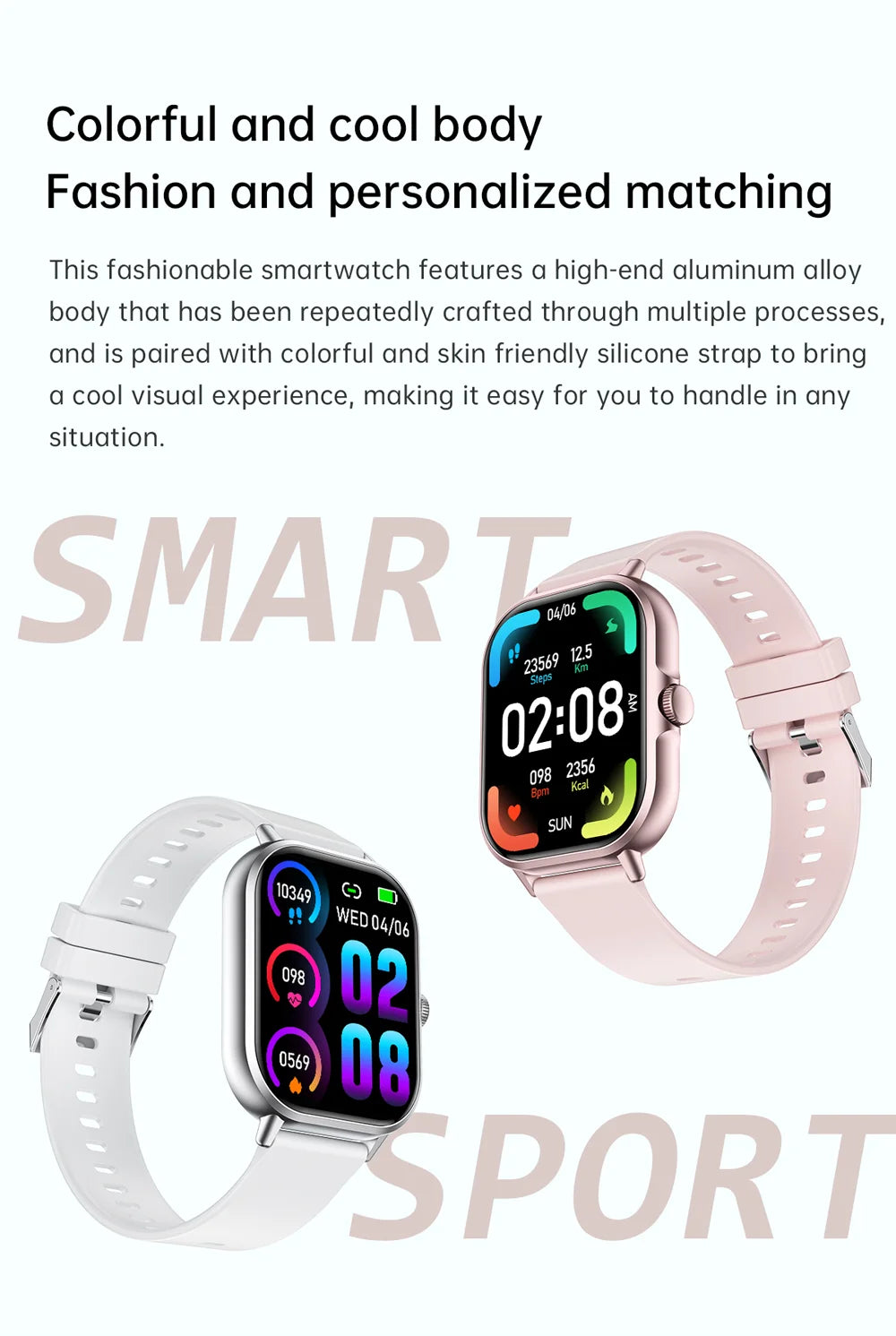 2024 2.01'' Smart Watch Bluetooth Call Play Music Smartwatch Fitness Clock Sport Waterproof Watches for Men Women iPhone Android