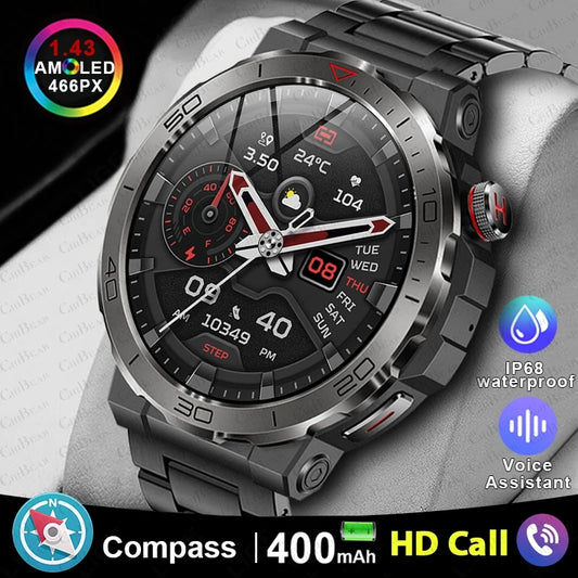 2024 New Outdoor Military GPS Smart Watch Men AMOLED HD Screen Heart Rate Blood Pressure Bluetooth Call Waterproof Smartwatches