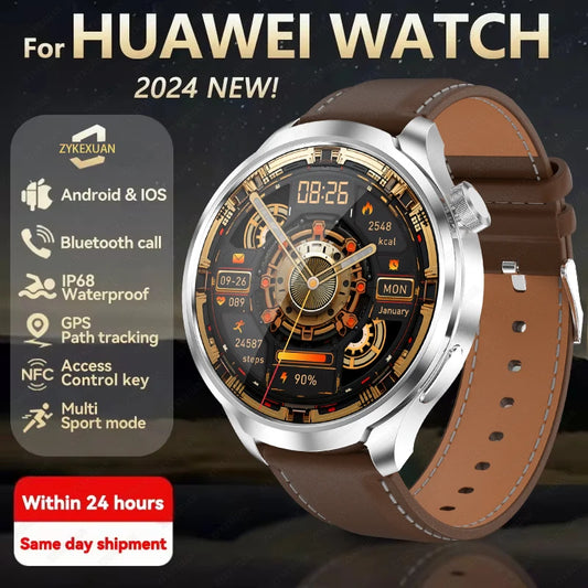 2024 New For HUAWEI Outdoor Sports Smart Watch Men AMOLED Screen NFC GPS Compass Heart rate Waterproof Bluetooth Call SmartWatch