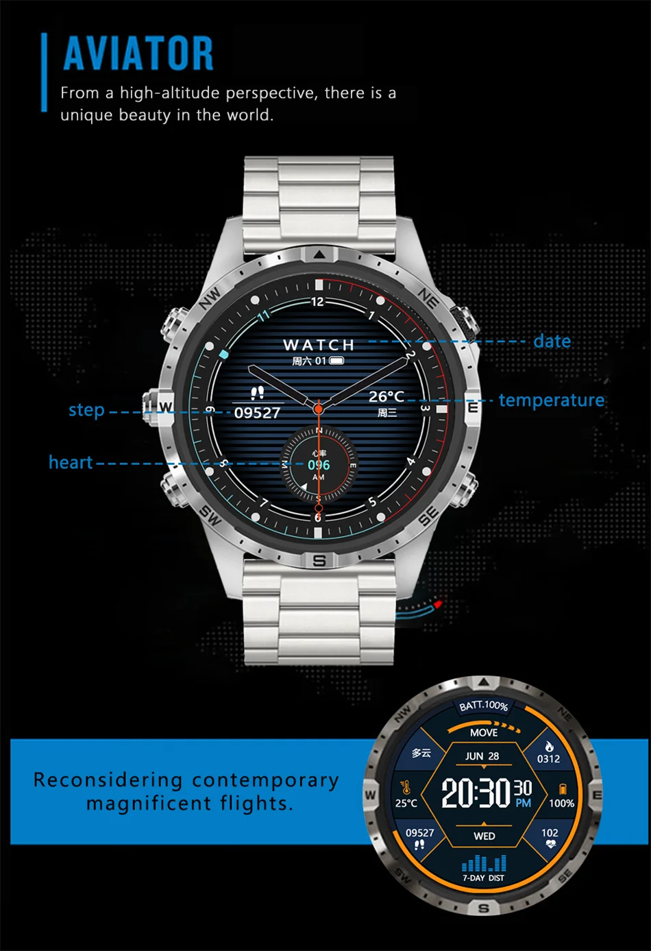 2024 New For Android iOS Watch Smart Watch Men GPS Tracker AMOLED 466*466 HD Screen Compass Bluetooth Call SmartWatch 1.6 inches