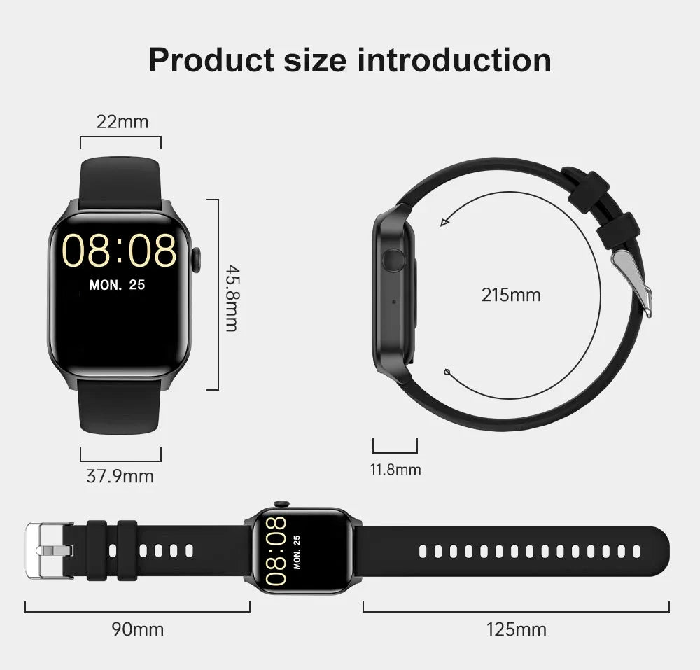 2024 New Men Women BT Call Smart Watch Heart Rate Blood Oxygen Sports Fitness Waterproof Bracelet Music Smartwatch T12pro Band