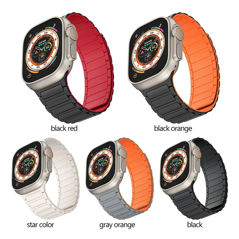 Magnetic Strap for Apple Watch Band 45mm 44 mm 40mm 41mm 38mm 42mm belt Silicone Bracelet iWatch Series 8 7 6 5 Se 9 Ultra2 49mm