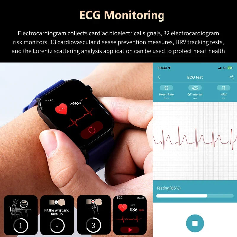 For Huawei 2024  ECG+PPG Bluetooth Call Smartwatch Blood Sugar Uric Acid Health Smart Watch Sports Smartwatch Men