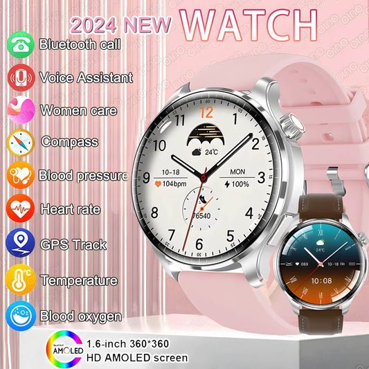 2024 New NFC Smart Watch Ladies 366*366 HD Screen Health Tracker Sports Voice Bluetooth Call Smartwatch Men For Huawei Xiaomi