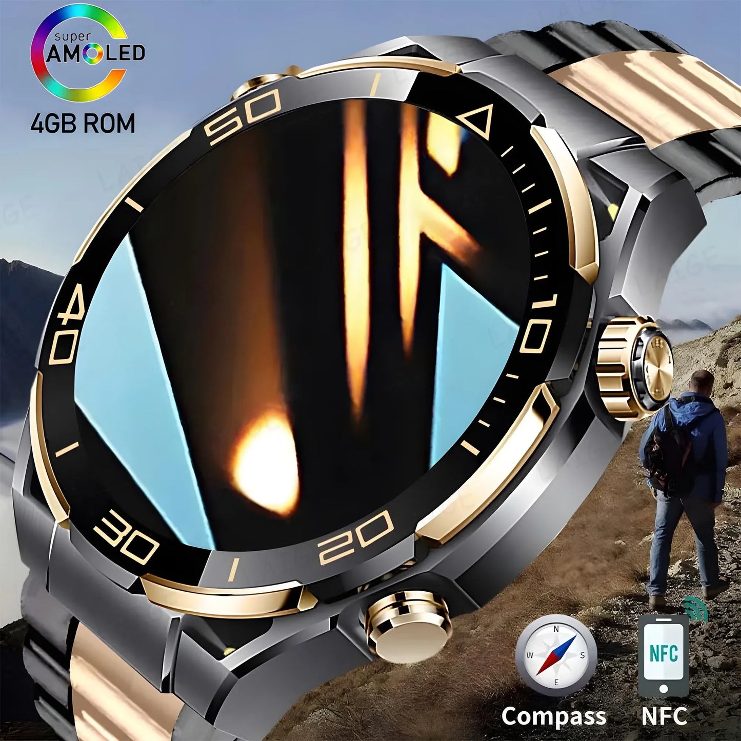 2024 New for Huawei Smart Watch Men 4GB Memory GPS Sports Fitness Tracker 480*480 AMOLED HD Screen NFC Bluetooth Call smartwatch