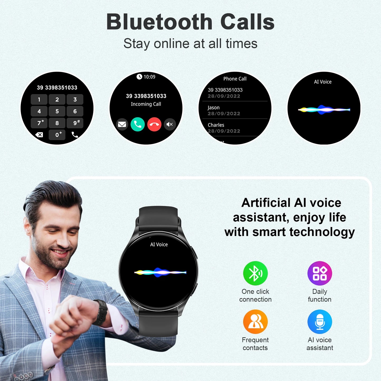 Blackview 2024 New X20 Smart Watch 1.43” HD AMOLED Display Bluetooth Calls Smartwatch for Men Women Health and Fitness Tracking