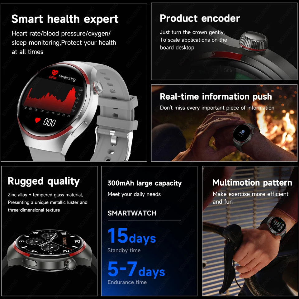 For Huawei GT4 PRO Smart Watch Men AMOLED HD Screen Bluetooth Call Watches GPS NFC Heart rate Smartwatch 2024 New Watch 4 Pro