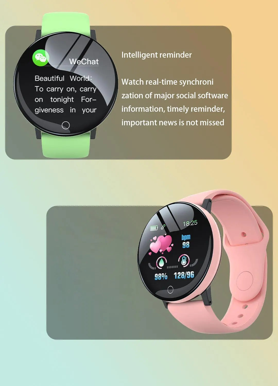 D18 Macaron Real Stepcount B41 Smart Watch Exercise Stepcount Connected Smartwatches For Men And Women Available Android Phone