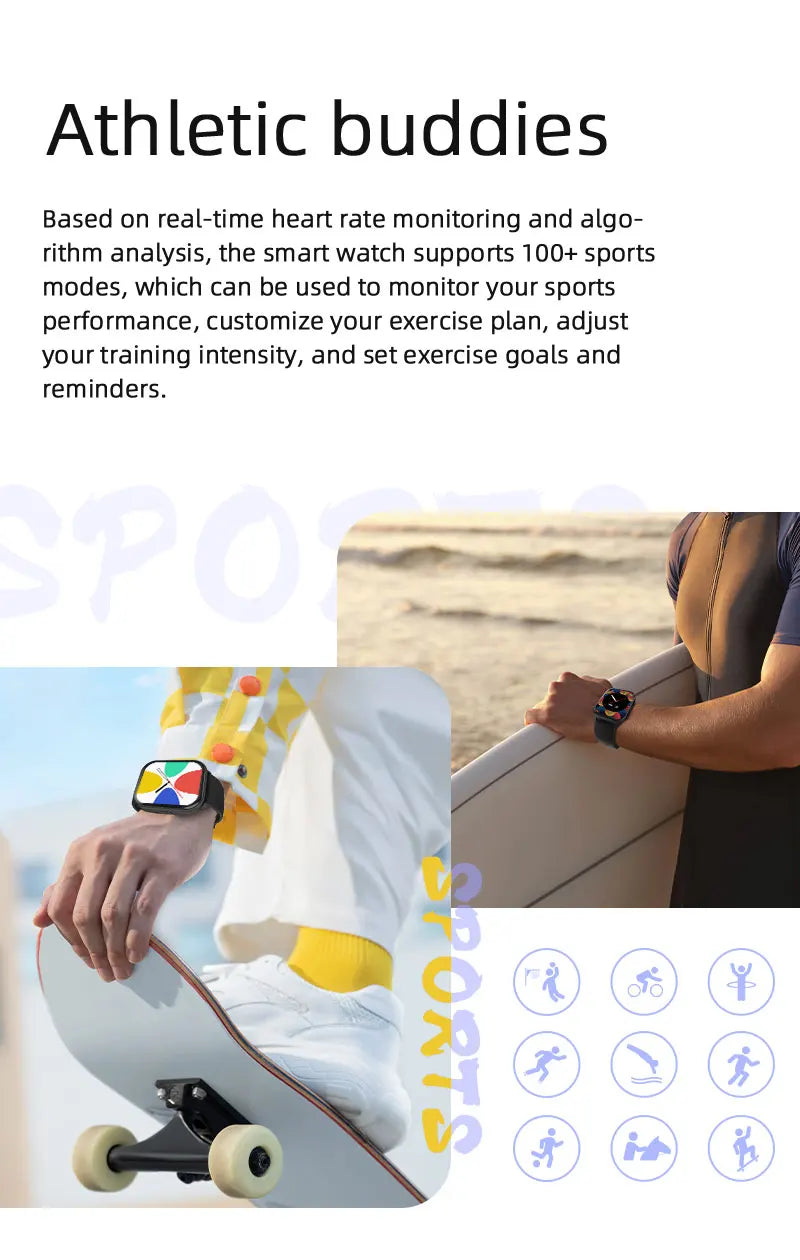 VALDUS VS02 Smartwatch Man Woman Bluetooth Call Heart Rate IP68 Waterproof Fitness Sports Long Battery Life 2024 New Smart Watch