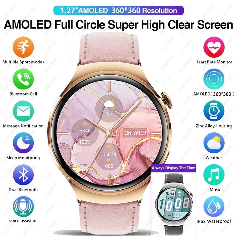 For HUAWEI 2024 New Watch GT4Mini Smart Watch Women AMOLED NFC GPS Heart Rate Clock BT Call IP68 Waterproof Lady Smartwatch+Box