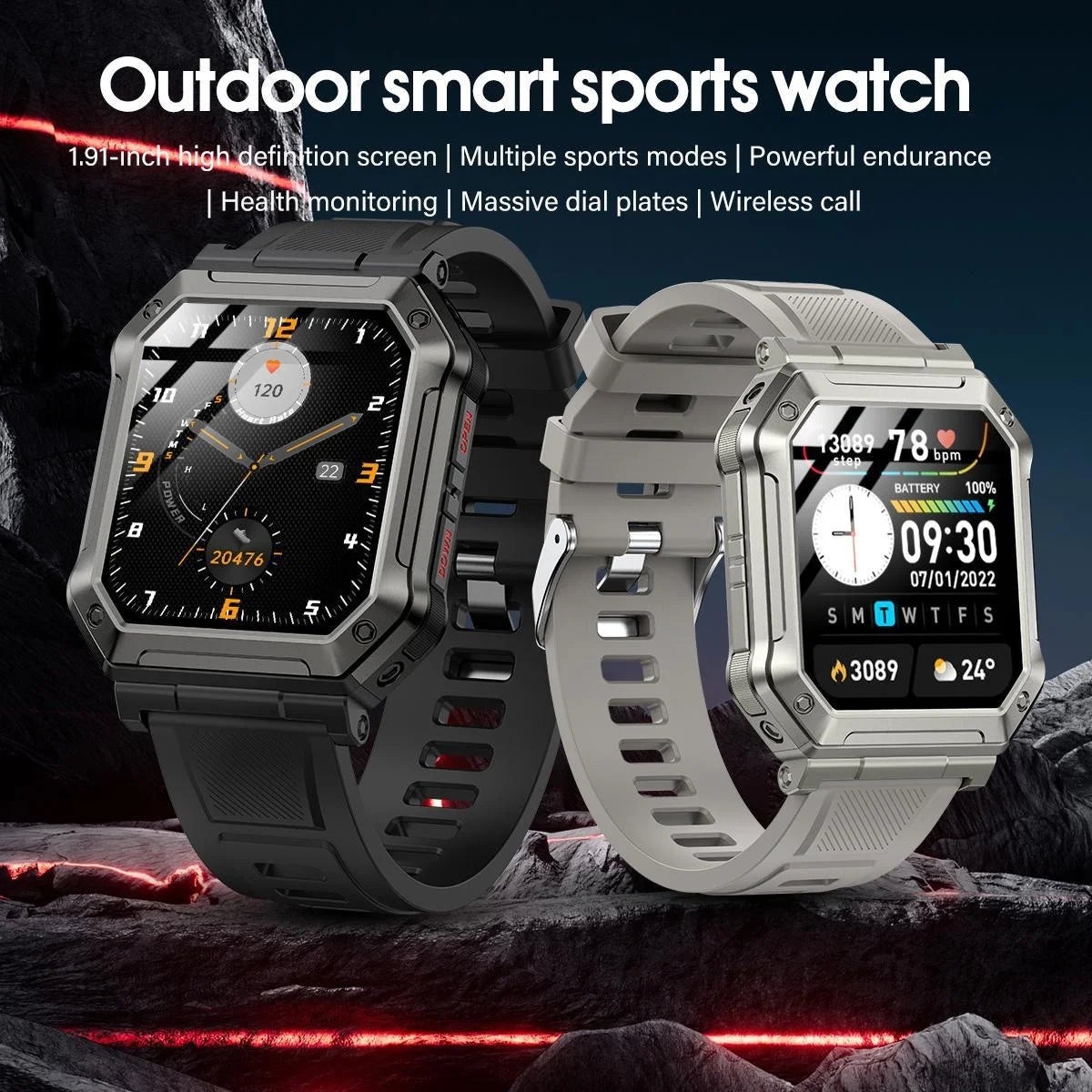 2024 NEW Military Smart Watch for Men (Answer/Make Call), 1.91 Inches HD Display Outdoor Tactical Sports Rugged Smartwatch