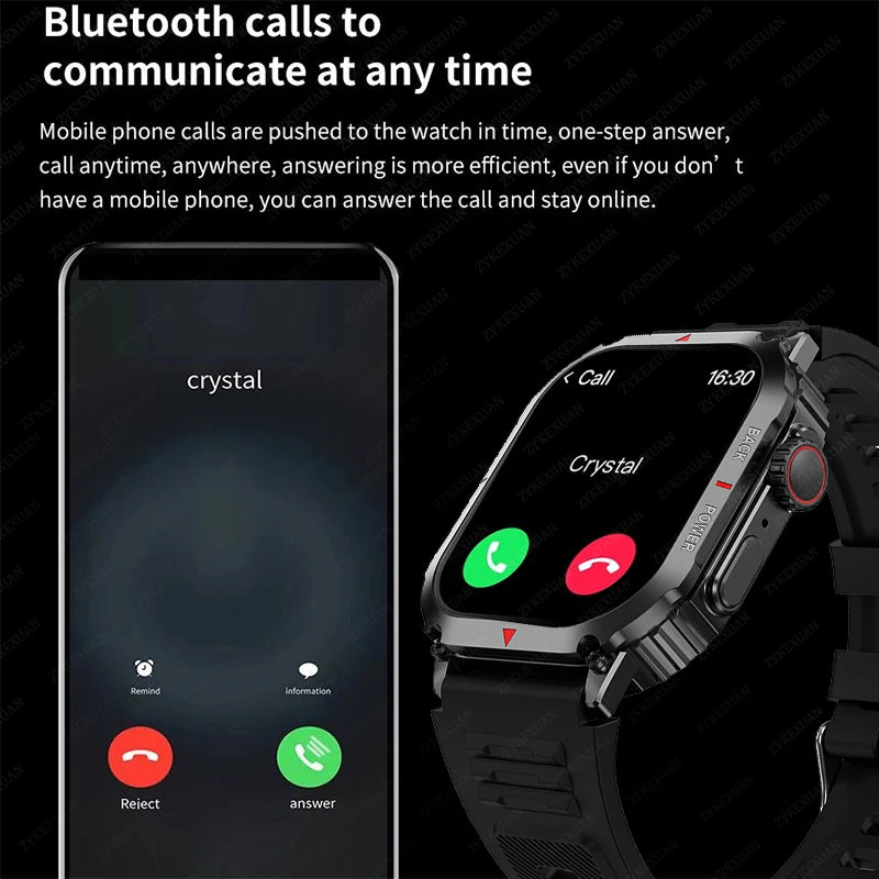 2024 Smart Watch Men Military For Android IOS Blood Pressure Waterproof Watches Bluetooth Call Smartwatch GPS Motion Trajectory