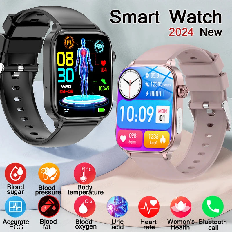 2024 New Medical Grade Smart Watch Men Women Blood Glucose Lipid and Uric Acid Bluetooth Call Sport Health smartwatch For Huawei